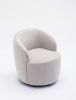 Velvet Fabric Swivel Accent Armchair Barrel Chair With Black Powder Coating Metal Ring,Gray