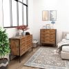 Industrial Style 6 Drawer Double Dresser,Rustic Brown Wood Storage Dresser Clothes Organizer with Sturdy Steel Frame, Chest with 6 Drawer