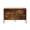 Industrial Style 6 Drawer Double Dresser,Rustic Brown Wood Storage Dresser Clothes Organizer with Sturdy Steel Frame, Chest with 6 Drawer