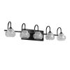 Retro 5-Light Bathroom Vanity Light Fixture - Black Finish with Crystal Glass Shades, Wall Mounted Lighting for Bathroom, Powder Room