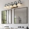 Retro 5-Light Bathroom Vanity Light Fixture - Black Finish with Crystal Glass Shades, Wall Mounted Lighting for Bathroom, Powder Room