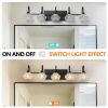 Retro 5-Light Bathroom Vanity Light Fixture - Black Finish with Crystal Glass Shades, Wall Mounted Lighting for Bathroom, Powder Room
