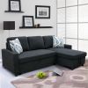 Black Flannelette 2-Piece Couch Living Room Sofabed