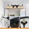Retro 5-Light Bathroom Vanity Light Fixture - Black Finish with Crystal Glass Shades, Wall Mounted Lighting for Bathroom, Powder Room