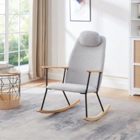 Modern Rocking Chairs Upholstered Chairs Comfortable Side Chairs For Children's Rooms, Bedrooms, Living Rooms (Option: Light Gray)
