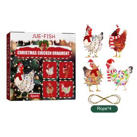 Chicken Hanging Ornament, 4 Pack Hanging Rooster Decorations, Hanging Chicken Christmas Ornaments, Hanging Ornament Thanksgiving Day Christmas Decorat (Option: B)