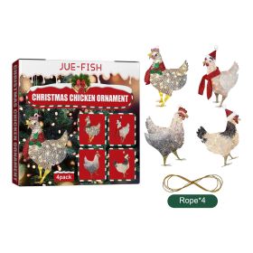 Chicken Hanging Ornament, 4 Pack Hanging Rooster Decorations, Hanging Chicken Christmas Ornaments, Hanging Ornament Thanksgiving Day Christmas Decorat (Option: A)