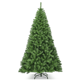 1 Pc 6 7.5 9 Feet Premium Artificial Hinged PVC Christmas Tree With Metal Stand Eye Catching Design Unlit Tree (Color: Green)