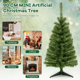 1 Pc Green Space-saving Design 36 Inch Unlit Artificial Christmas Mini Tree With Plastic Stand (Color: Green)