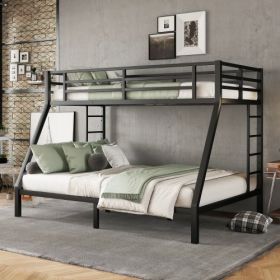 Metal Twin XL Over Queen Bunk Bed For Teens And Adults,Space-Saving Noise Reduced No Box Spring Needed (Color: Black)