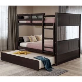 Full Over Full Bunk Bed With Twin Size Trundle (Option: Espresso)